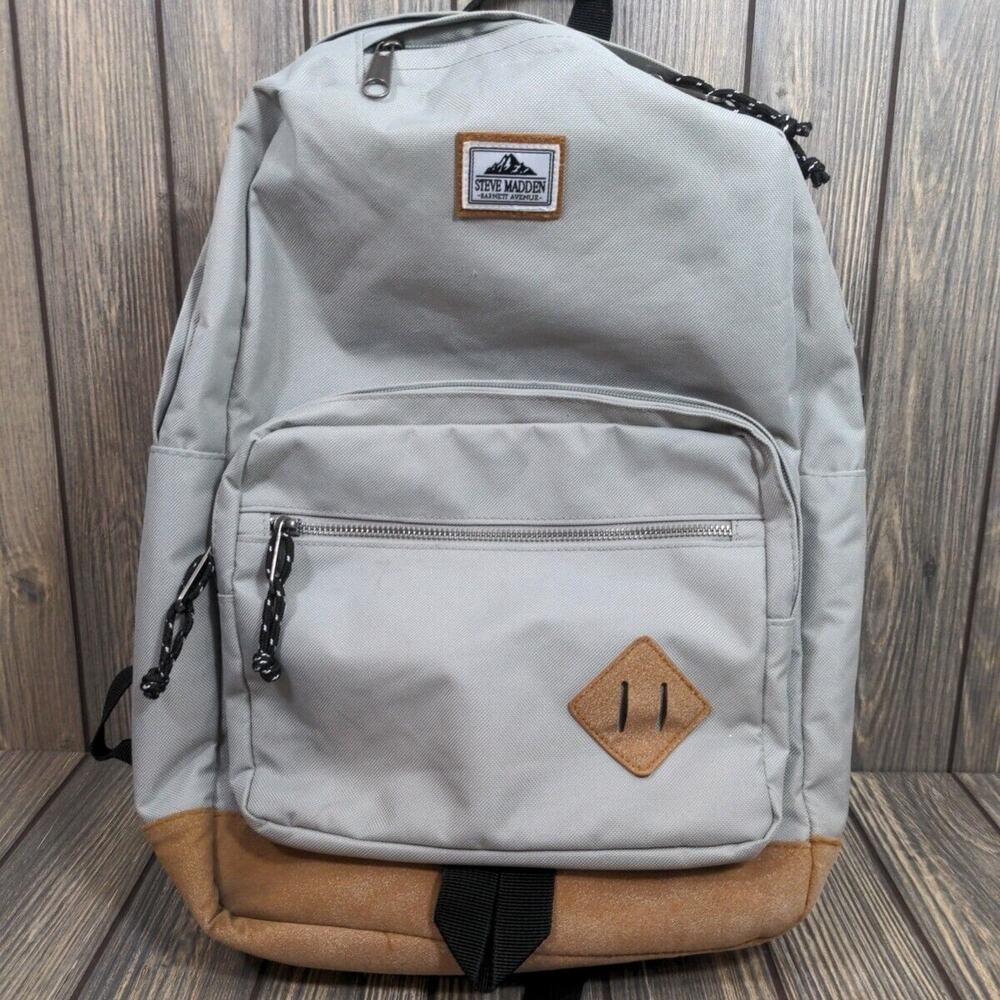 Steve Madden‎ Barnett Avenue Gray Backpack School Travel Mountain Logo Unisex